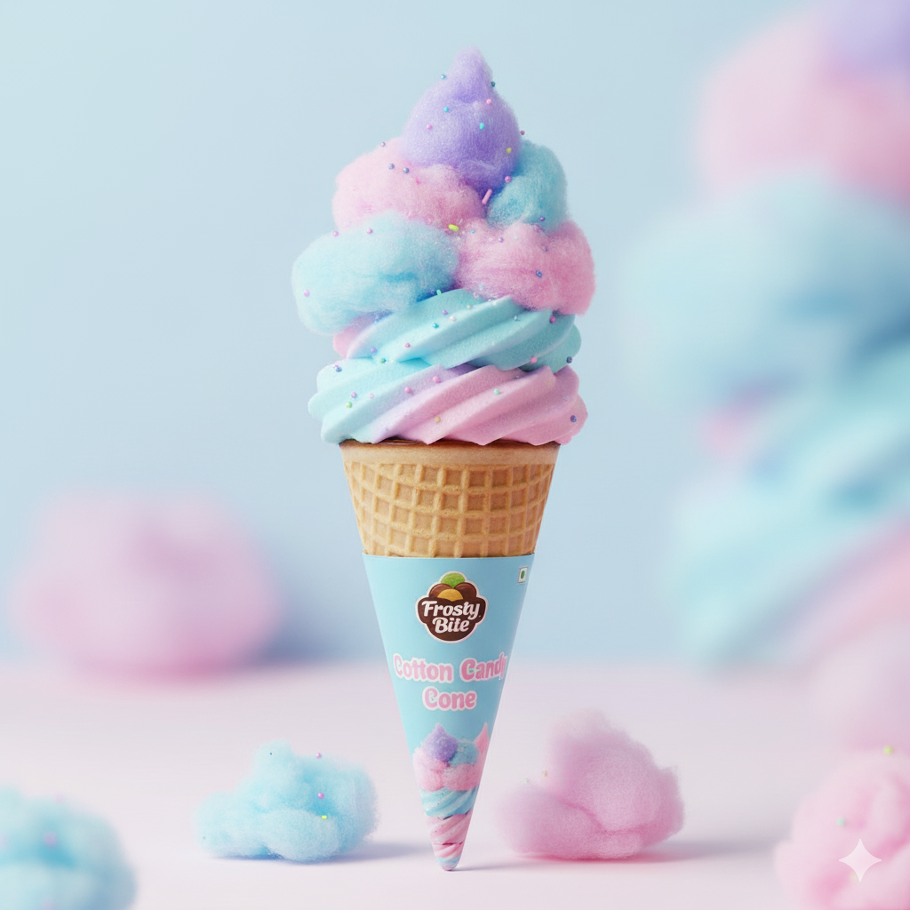 cotton candy ice cream cone